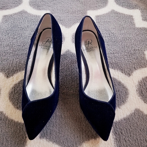 Adrianna Papel Havana Navy Velvet Heels - Picture 5 of 8